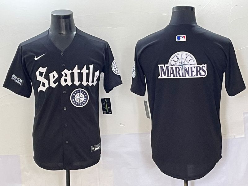 Men 2025 Seattle Mariners Blank black Five generations Joint Name Nike MLB Jersey style 28->seattle mariners->MLB Jersey